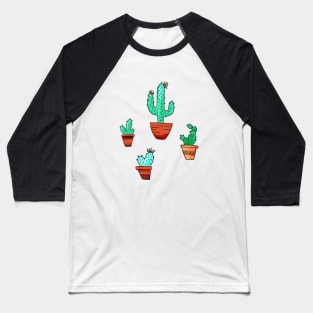 Potted Cactus Pattern Baseball T-Shirt